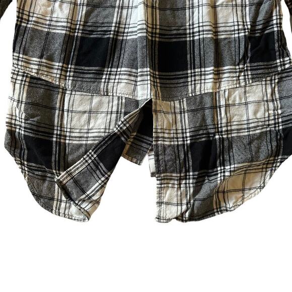 Cloth & Stone Shirt Button Down Plaid Black and White Small - Picture 5 of 7